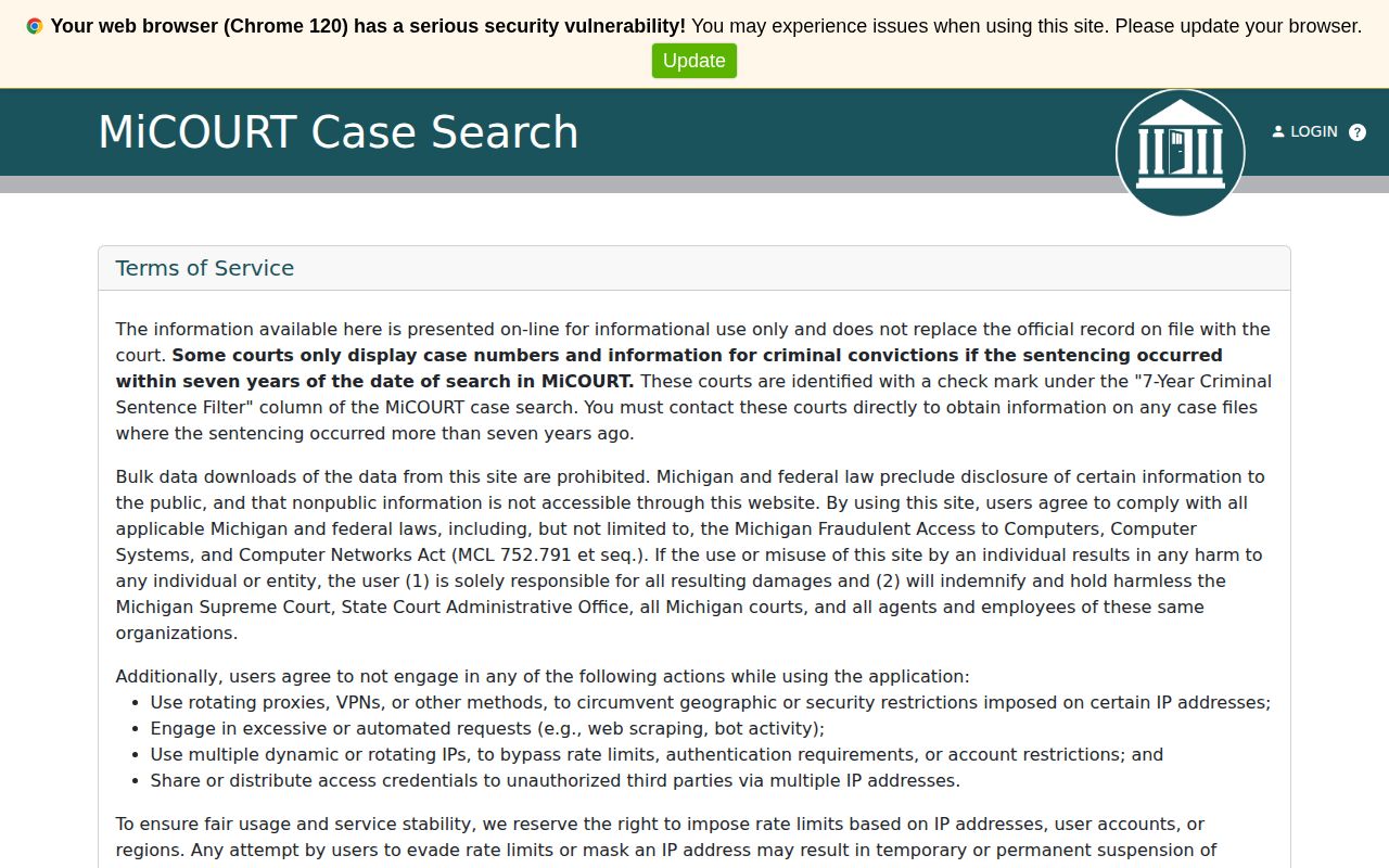 Baraga County release record search through 97th District Court